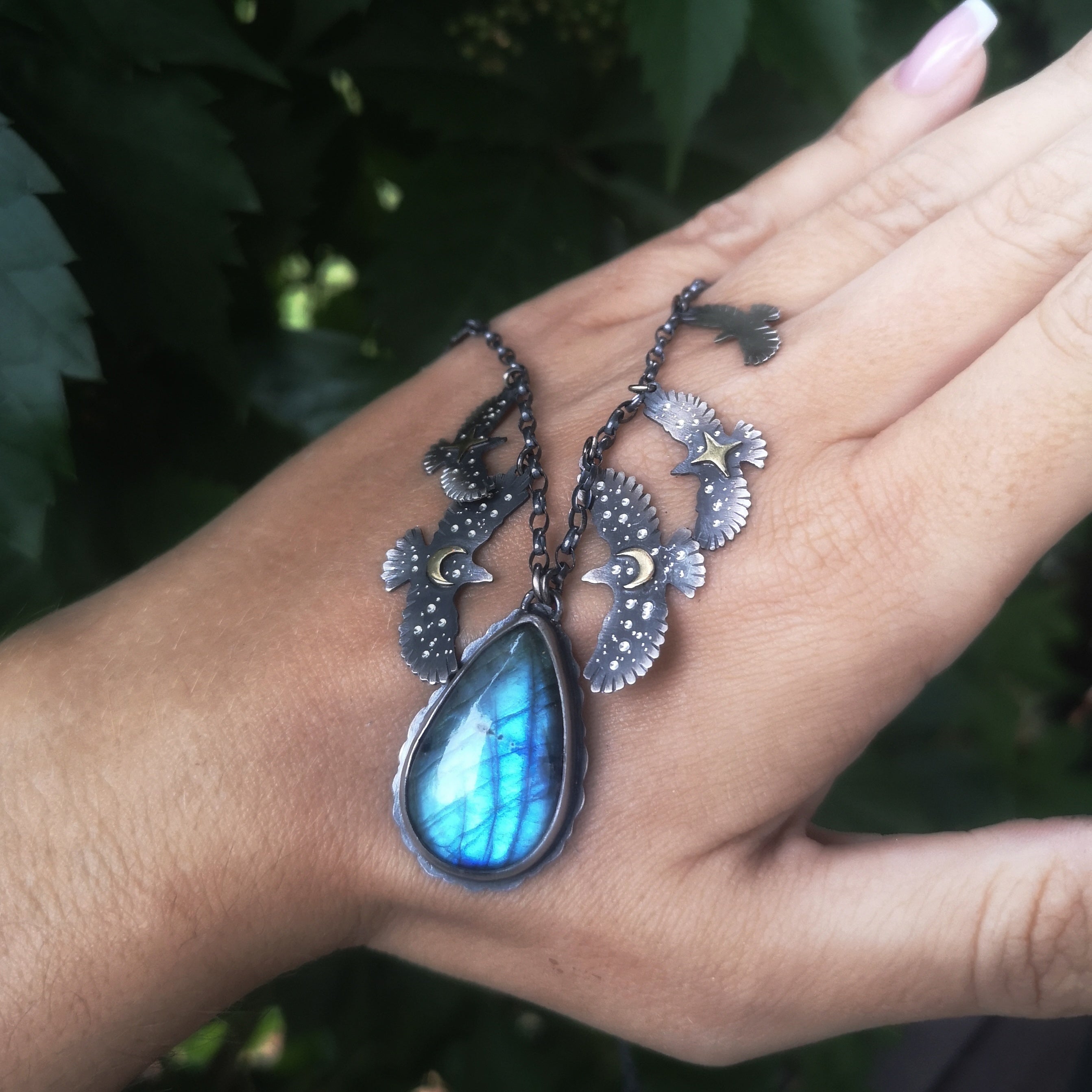 The Blue Labradorite Hawk Necklace