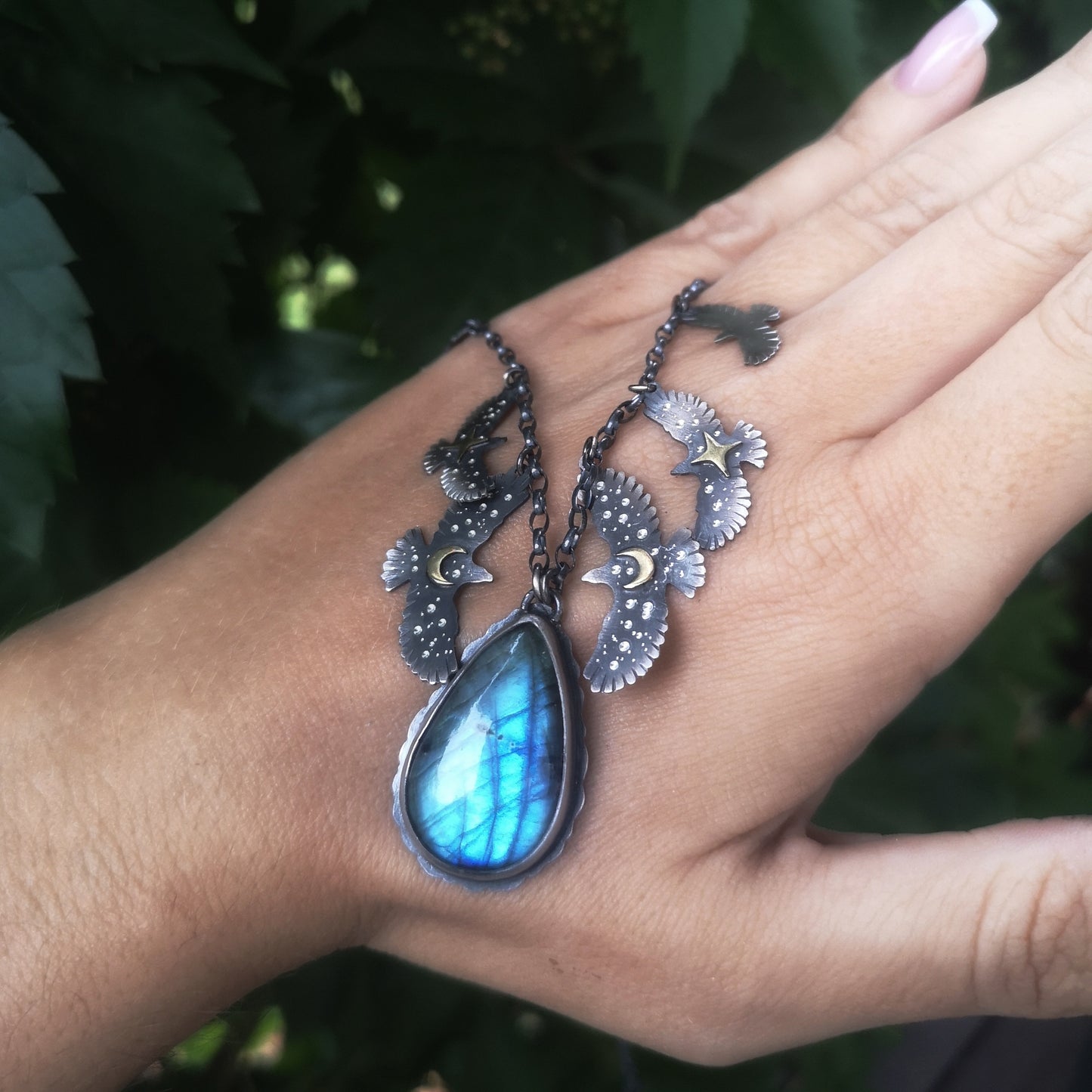 The Blue Labradorite Hawk Necklace