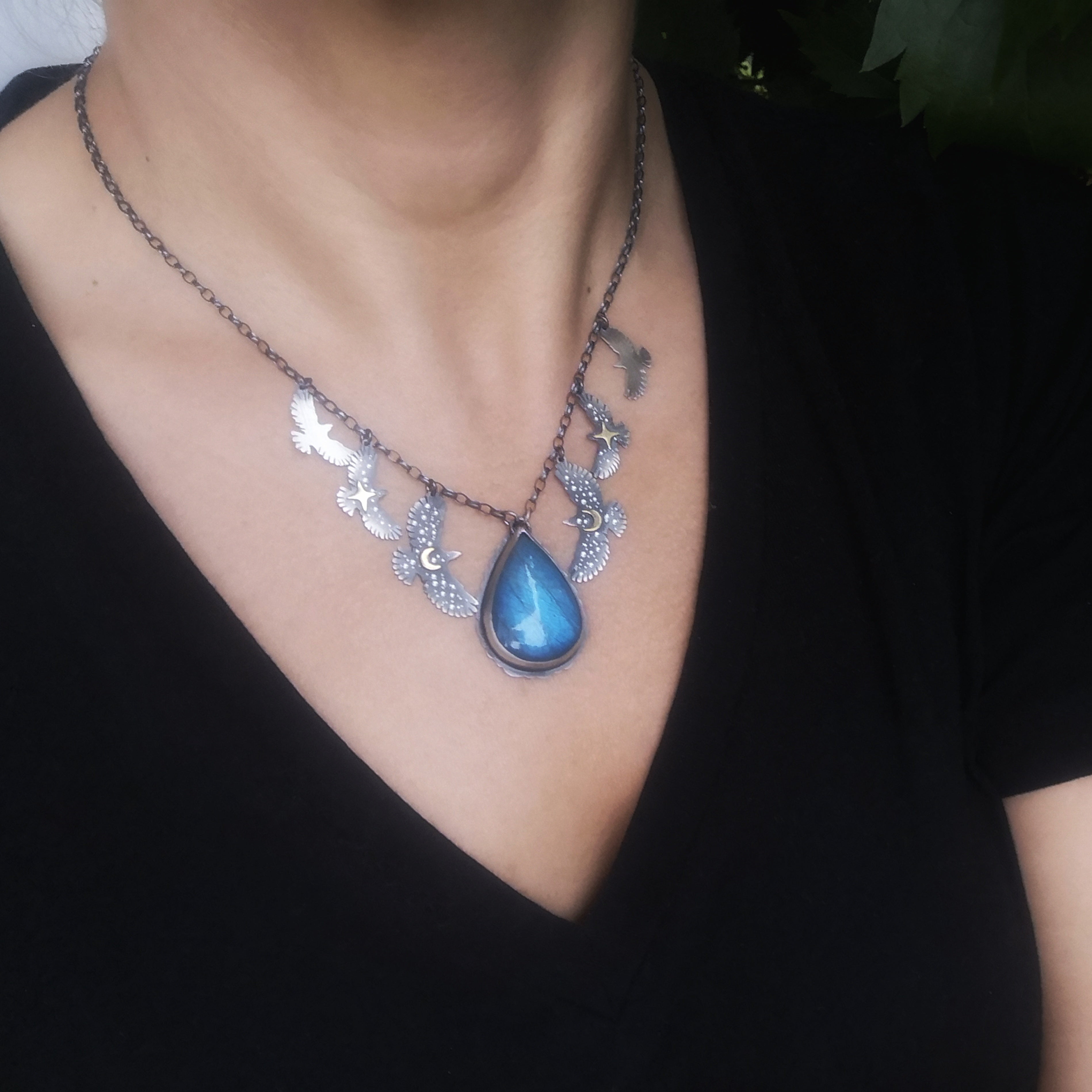 The Blue Labradorite Hawk Necklace