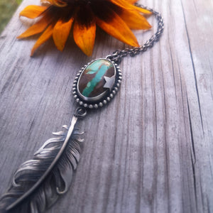 The Royston Ribbon Turquoise & Feather Necklace