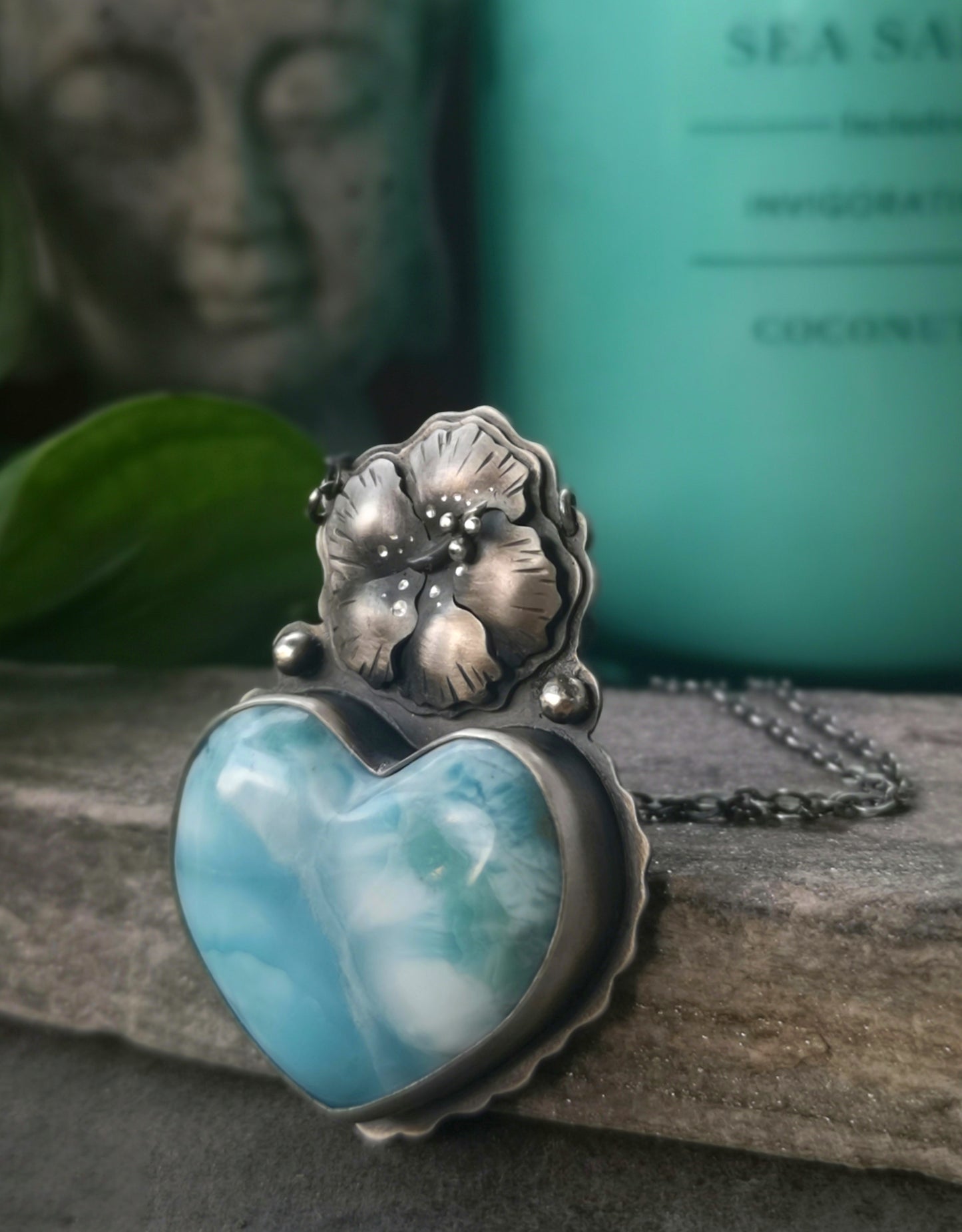 The Larimar & Hibiscus Necklace No2