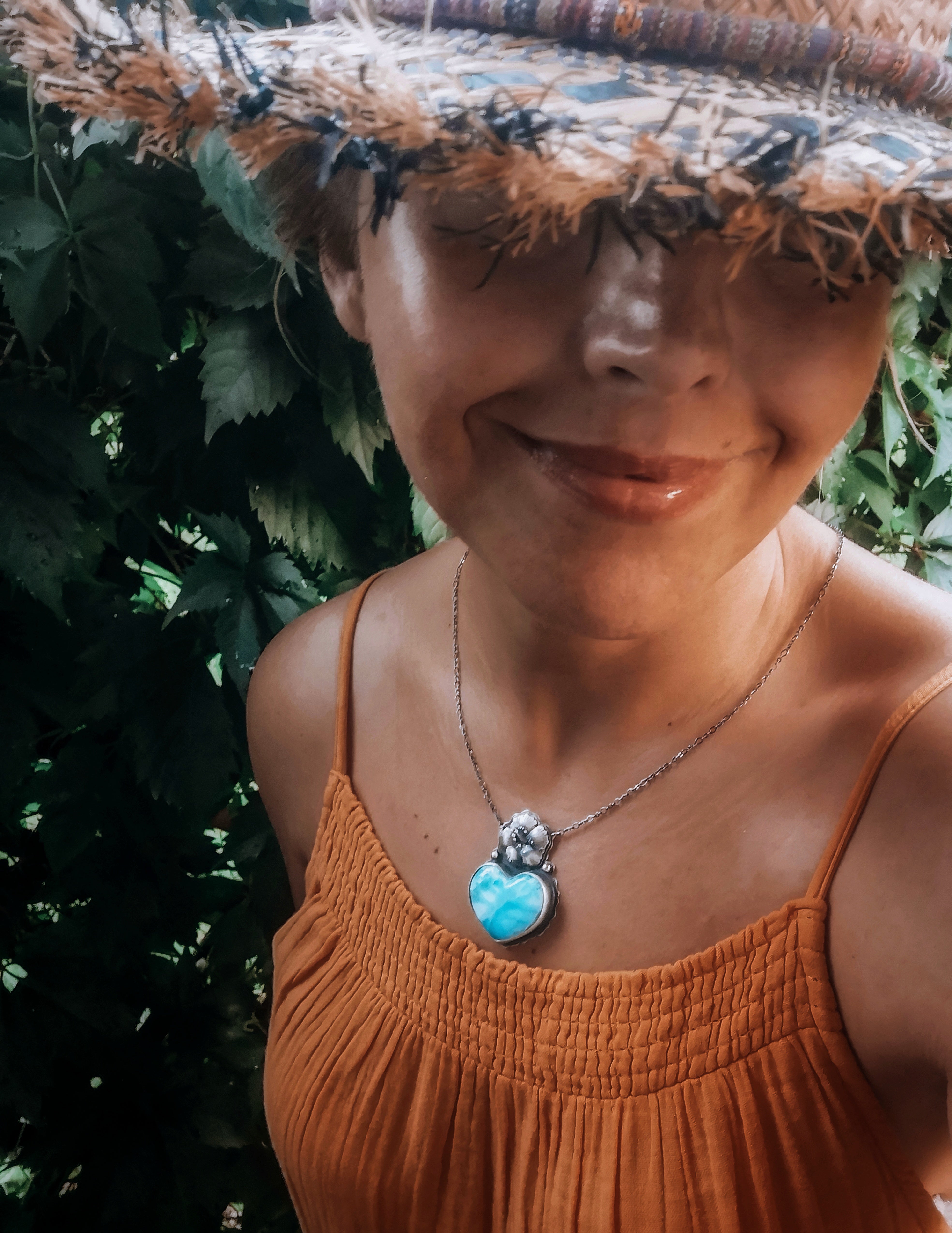 The Larimar & Hibiscus Necklace No1