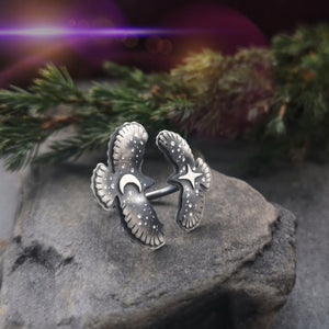 Double Hawk Medicine Ring - Open Ring