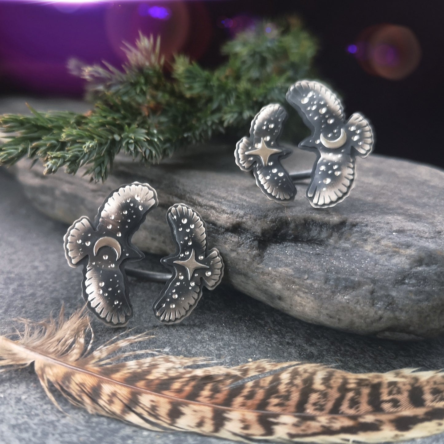 Double Hawk Medicine Ring - Open Ring