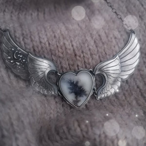 The Wings Necklace - Dendritic Agate Necklace