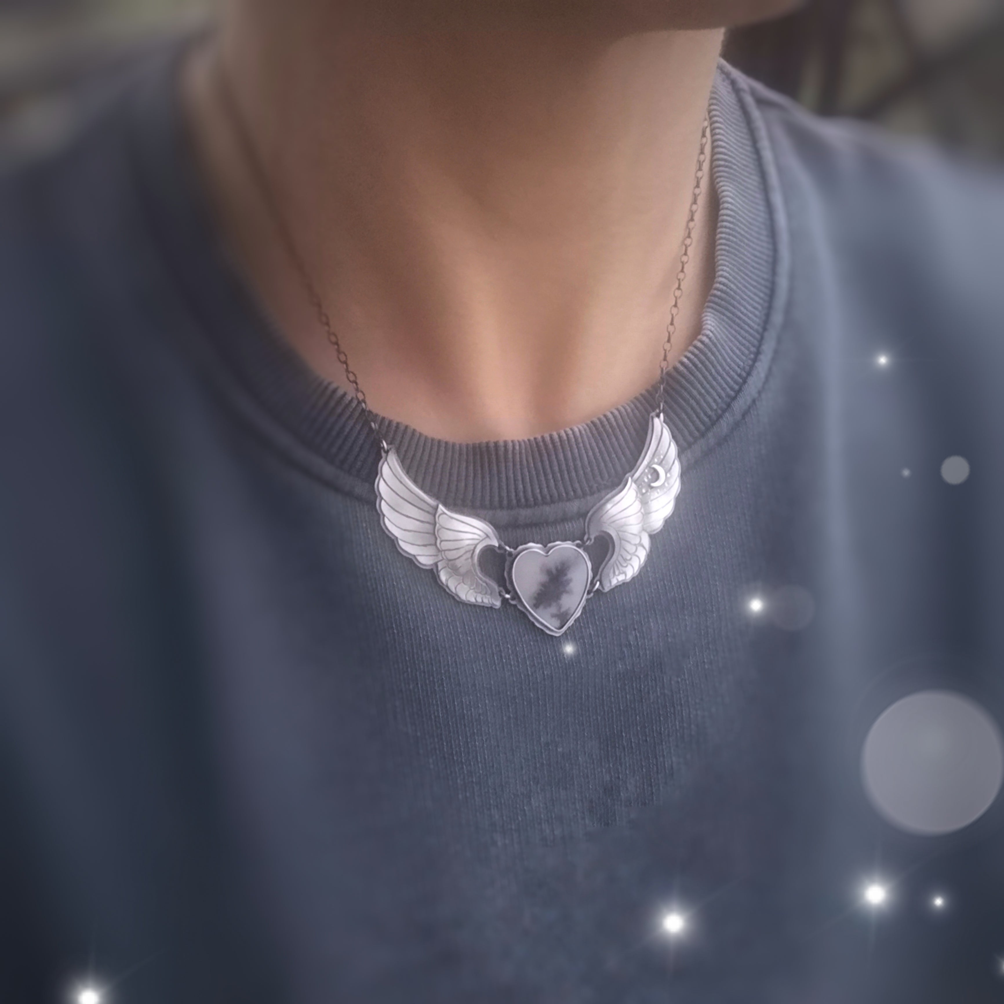 The Wings Necklace - Dendritic Agate Necklace