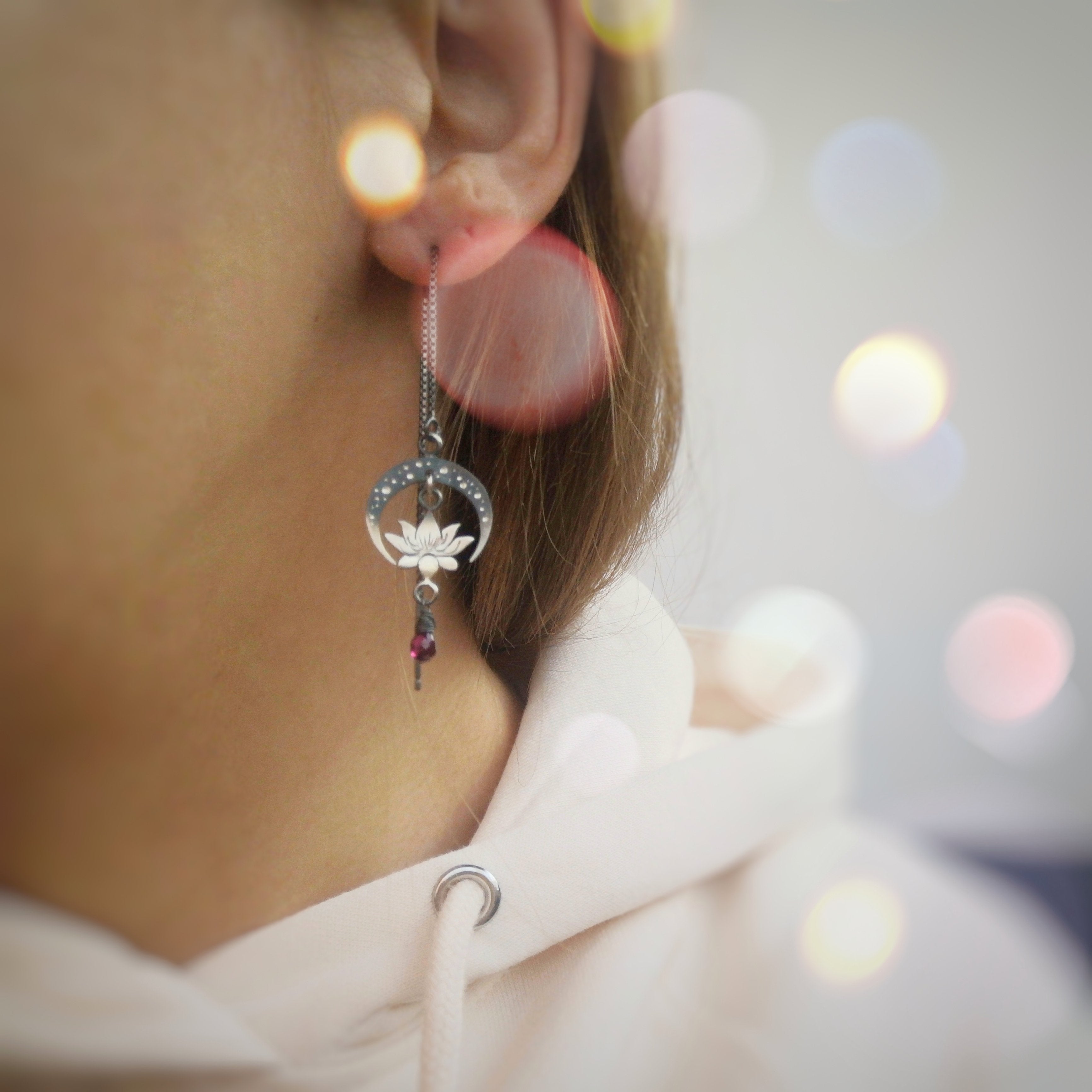 The Honey Bee & Ombre Moon Threader Earrings