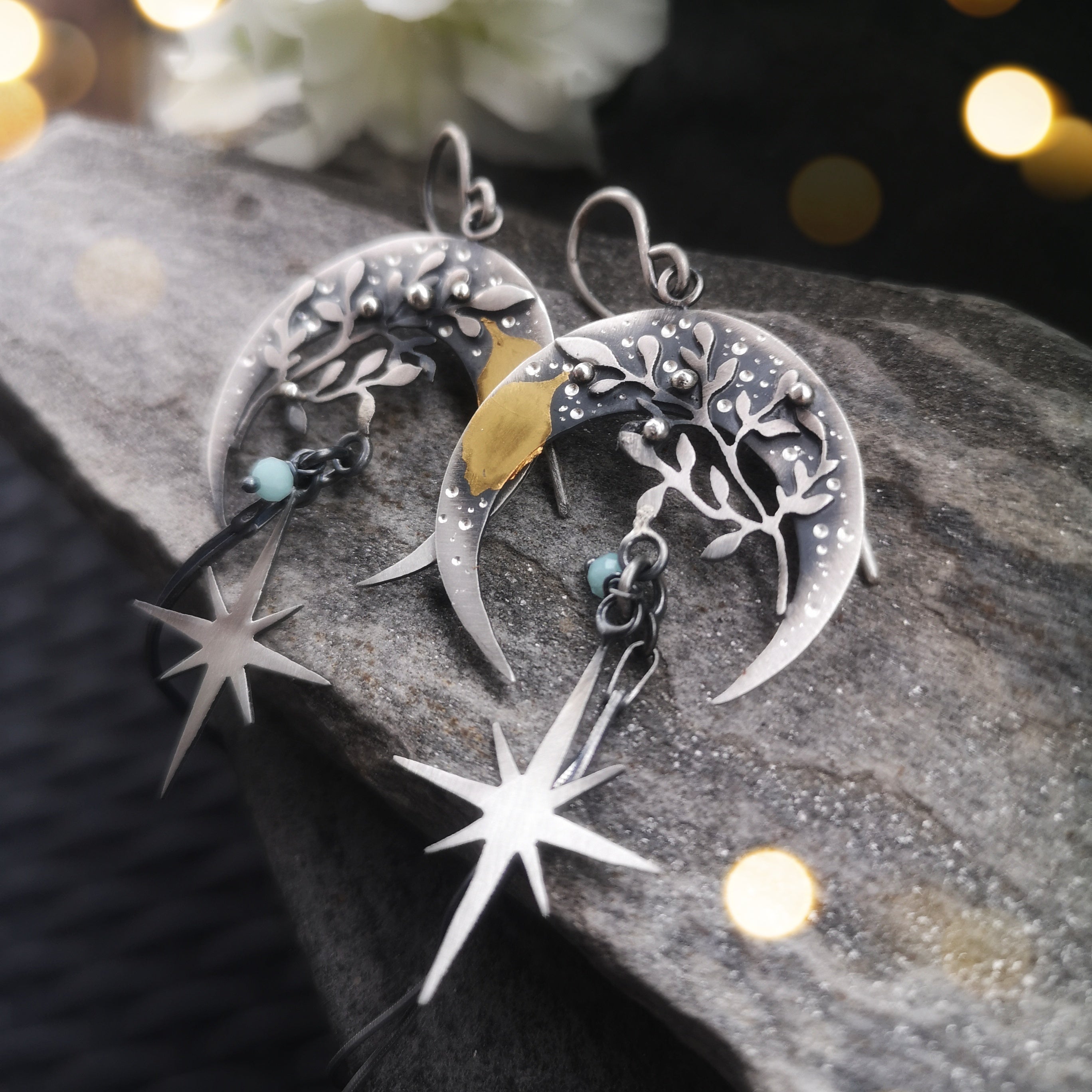 The Ficus Leaf Moon Goddess Earrings
