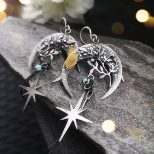 The Ficus Leaf Moon Goddess Earrings