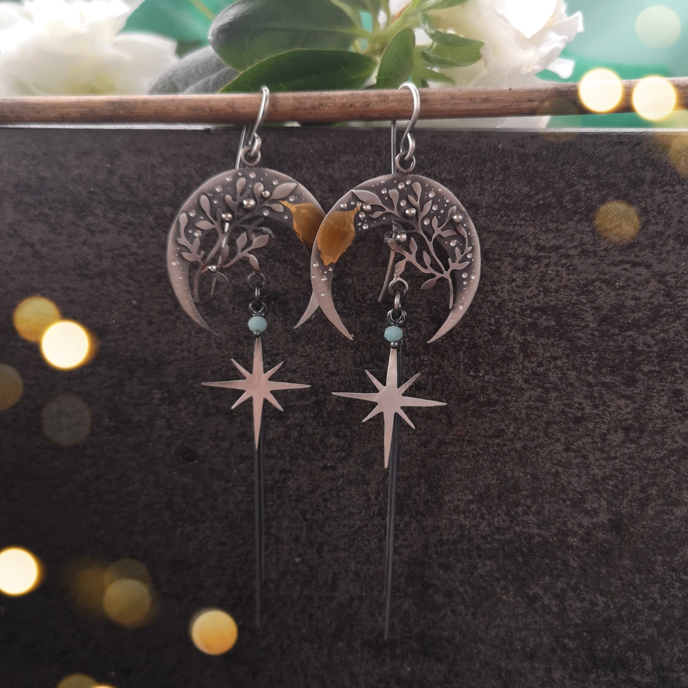 The Ficus Leaf Moon Goddess Earrings