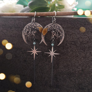 The Ficus Leaf Moon Goddess Earrings