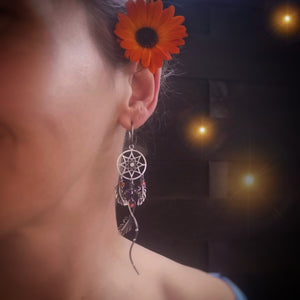 The Dreamcatcher Earrings with Sapphire & Garnet