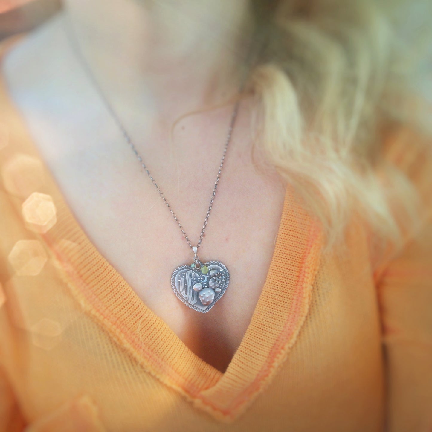 The Cacti Love Necklace with Chrysoprase & Peridot