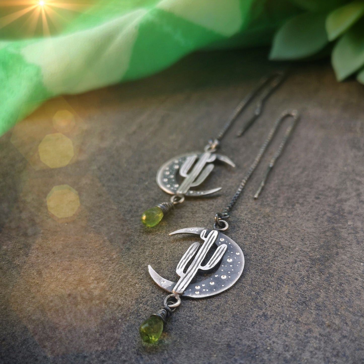 The Saguaro & Moon Threader Earrings