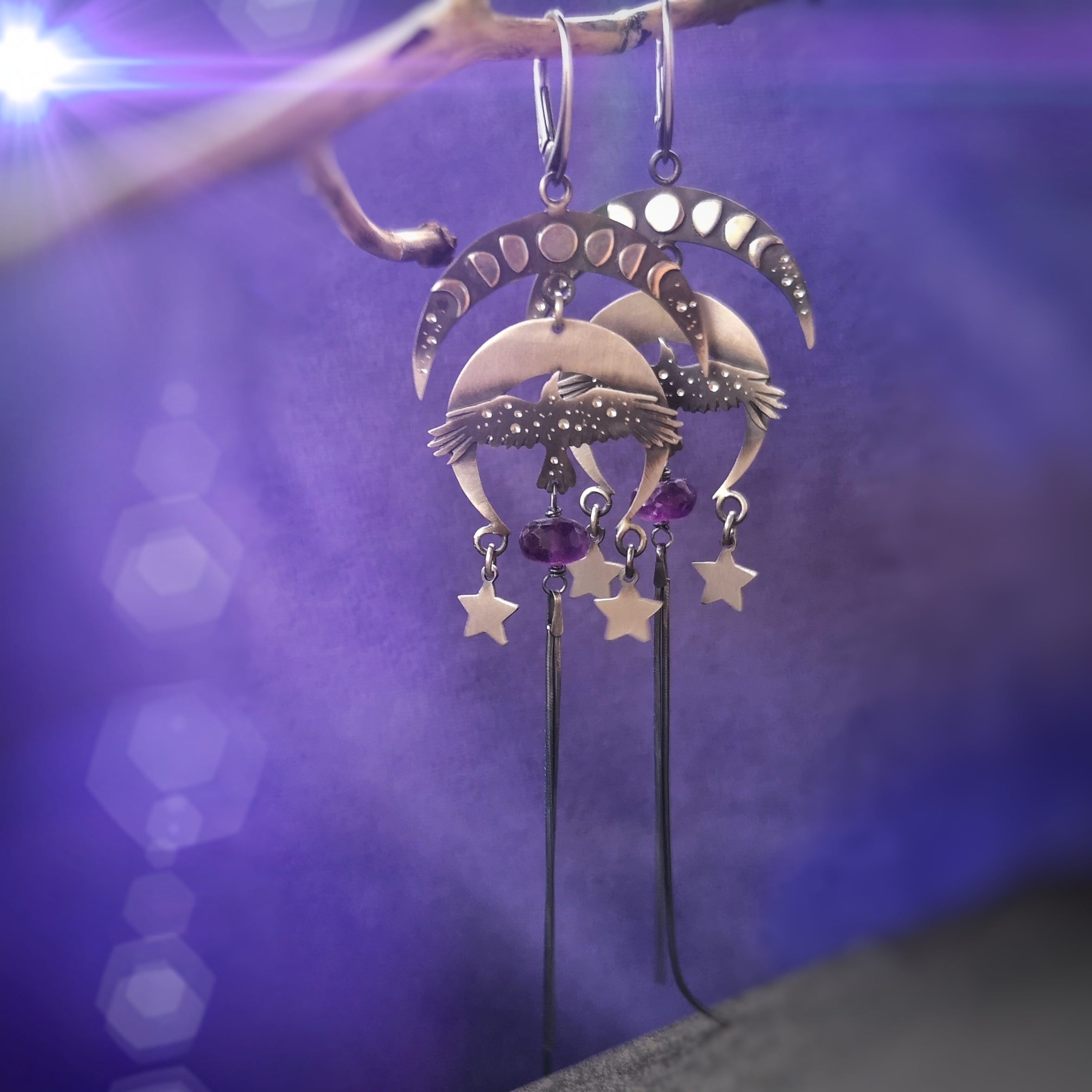The Raven & Moon Chandelier Earrings
