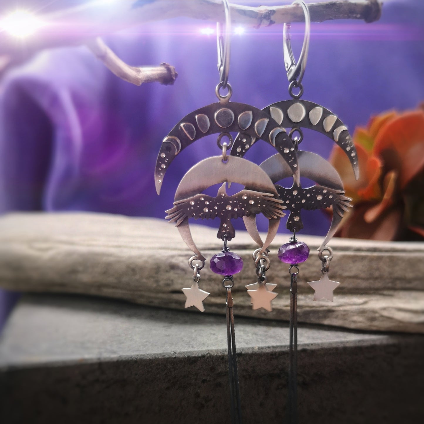 The Raven & Moon Chandelier Earrings