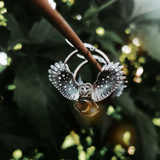 The Barn Owl Hoop Earrings