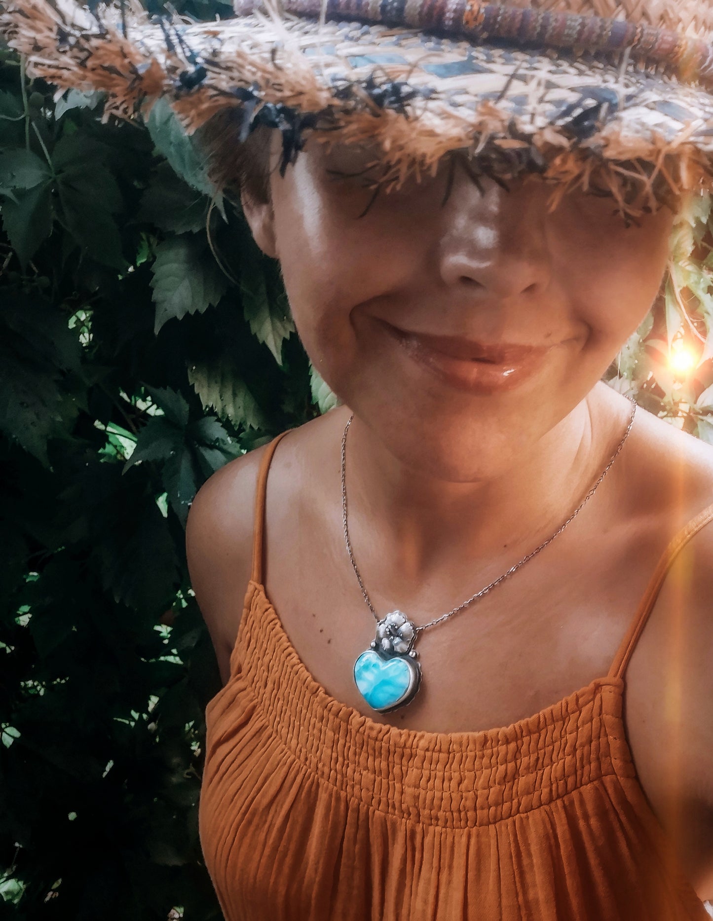 The Larimar & Hibiscus Necklace No2