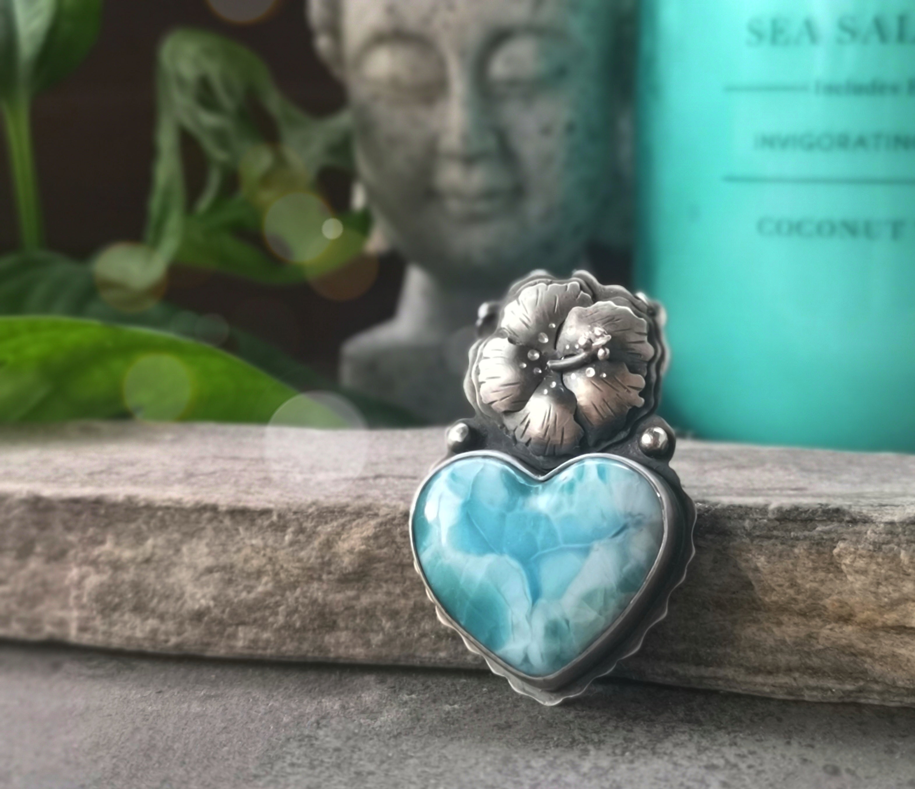 The Larimar & Hibiscus Necklace No1