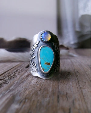 Flora Saddle Ring - Opal & Turquoise Ring.