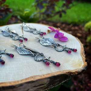 The Barn Owl & Garnet Earrings