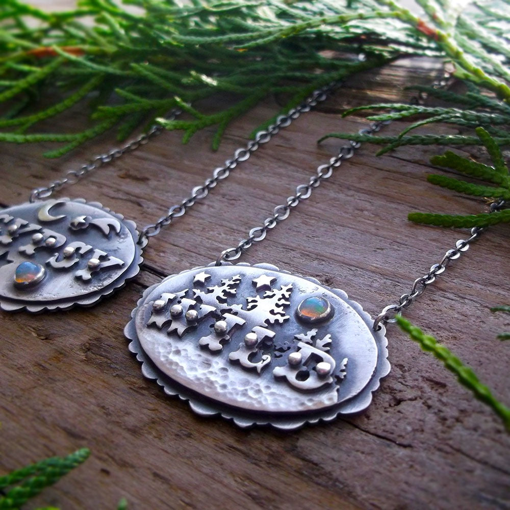 The Wild Necklace - Silversmithed Necklace with Opal