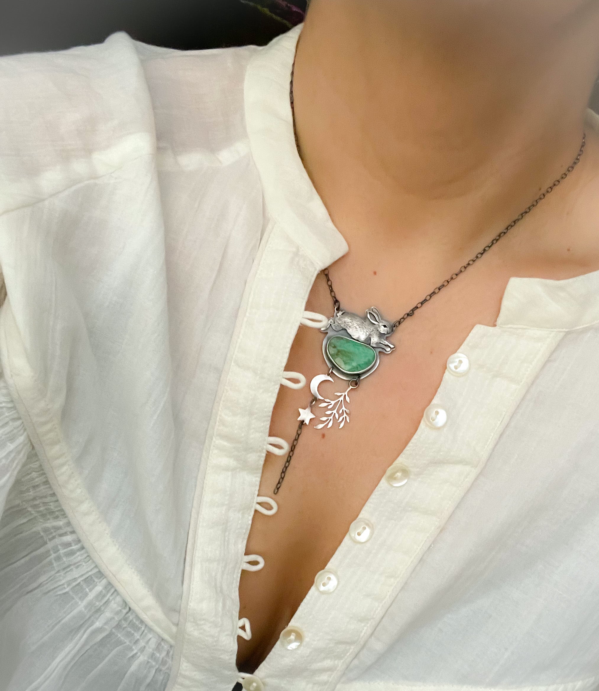 The Rabbit & Turquoise Lariat Necklace II