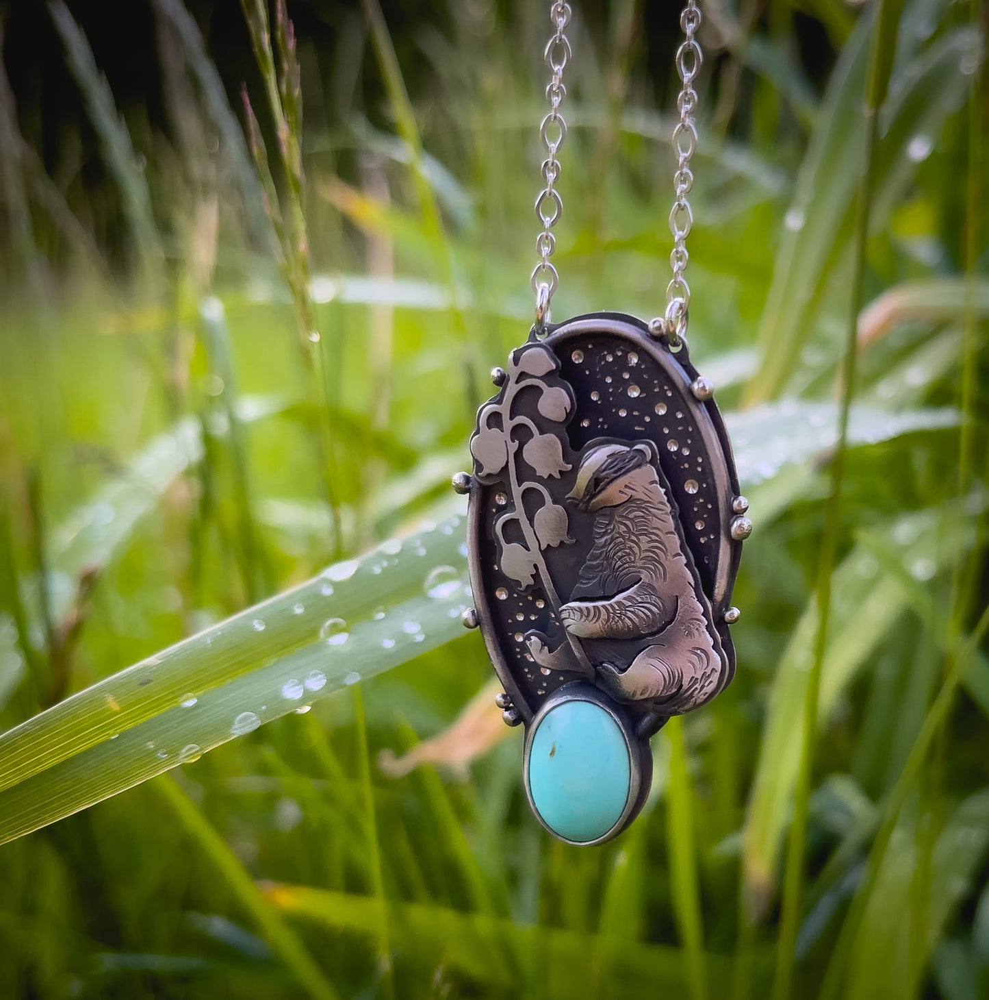The Badger & Lily of The Valley Necklace