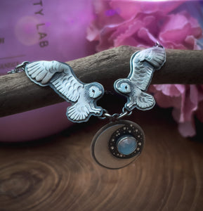 Barn Owls & Blue Moon Necklace