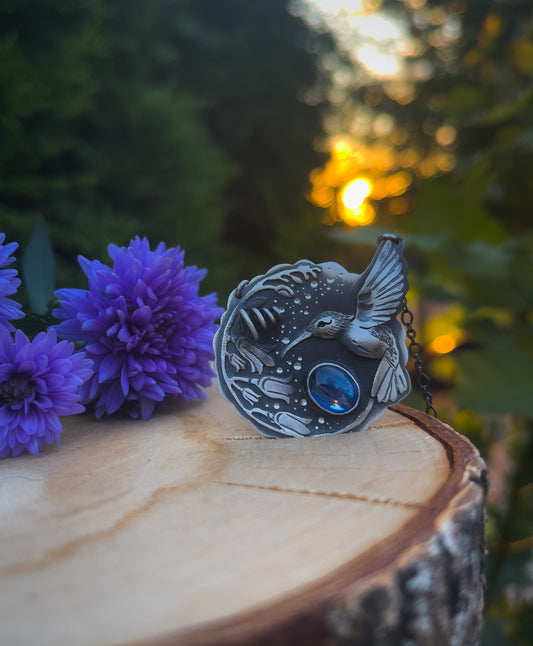The Hummingbird & Bluebell Flowers Necklace I