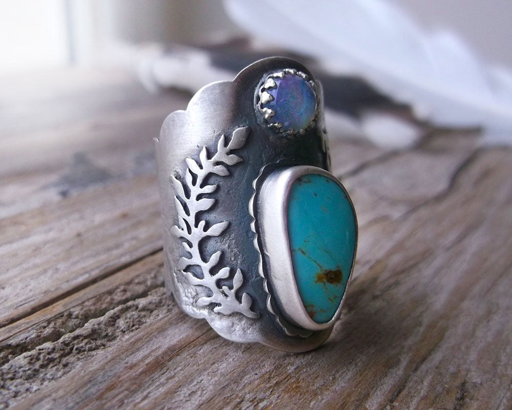 Flora Saddle Ring - Opal & Turquoise Ring.