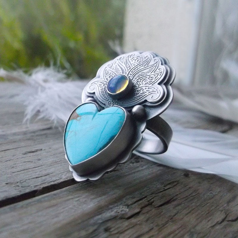 Turquoise Heart Ring- 8US