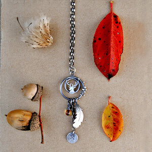 Wild October Necklace -  Deer Lariat Necklace