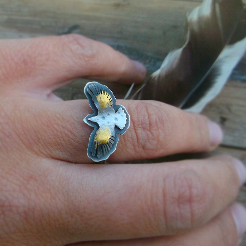 Sacred Wings Ring - Eagle Keum Boo Stackable Ring