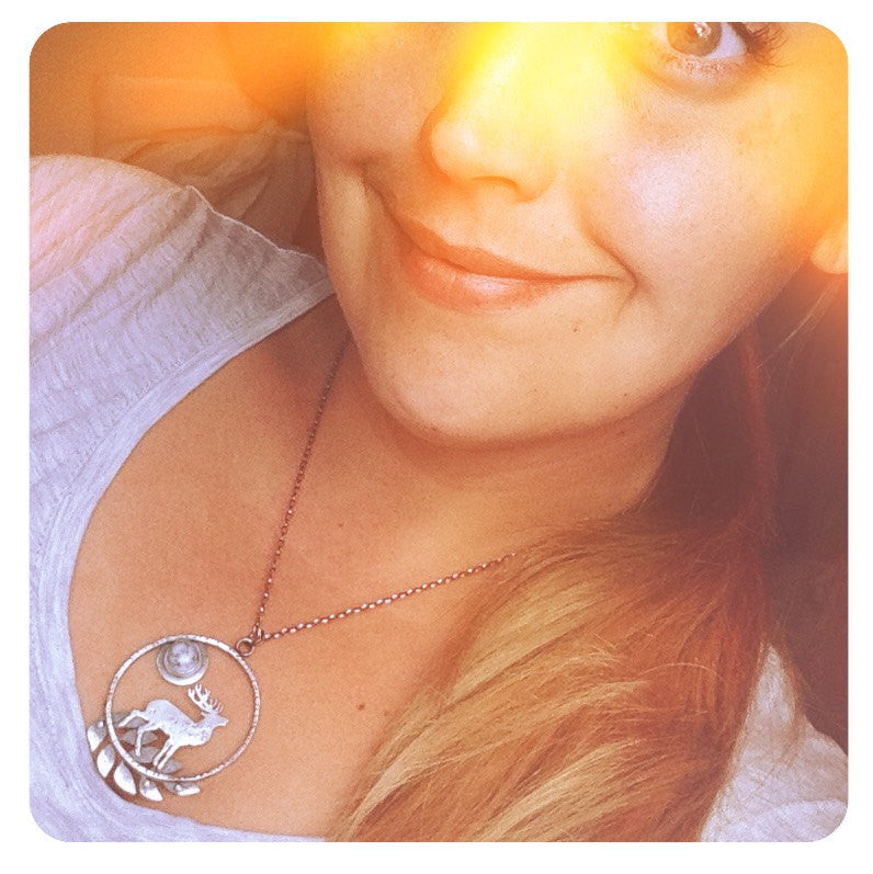Tribe Song Necklace - Deer Necklace with Dendritic Opal