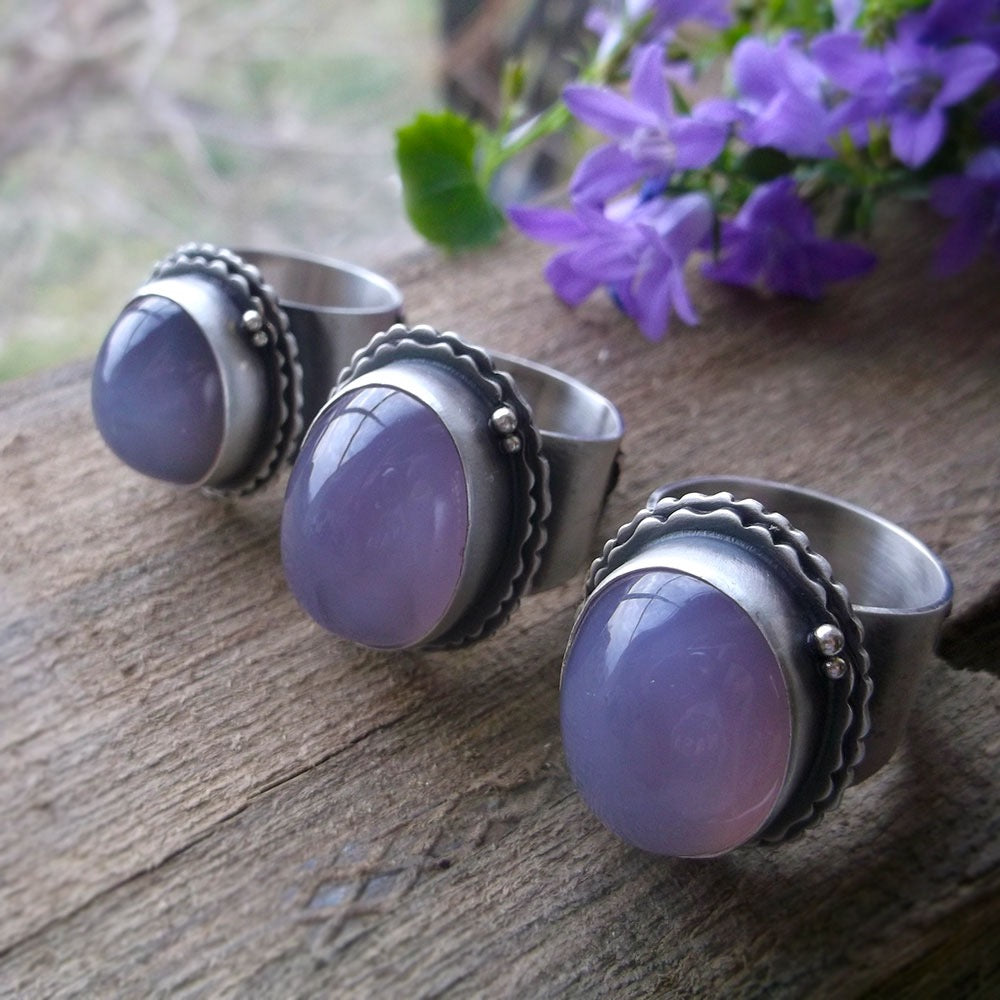 The Healer Ring - Hummingbird Holly Chalcedony Ring 7.5 US