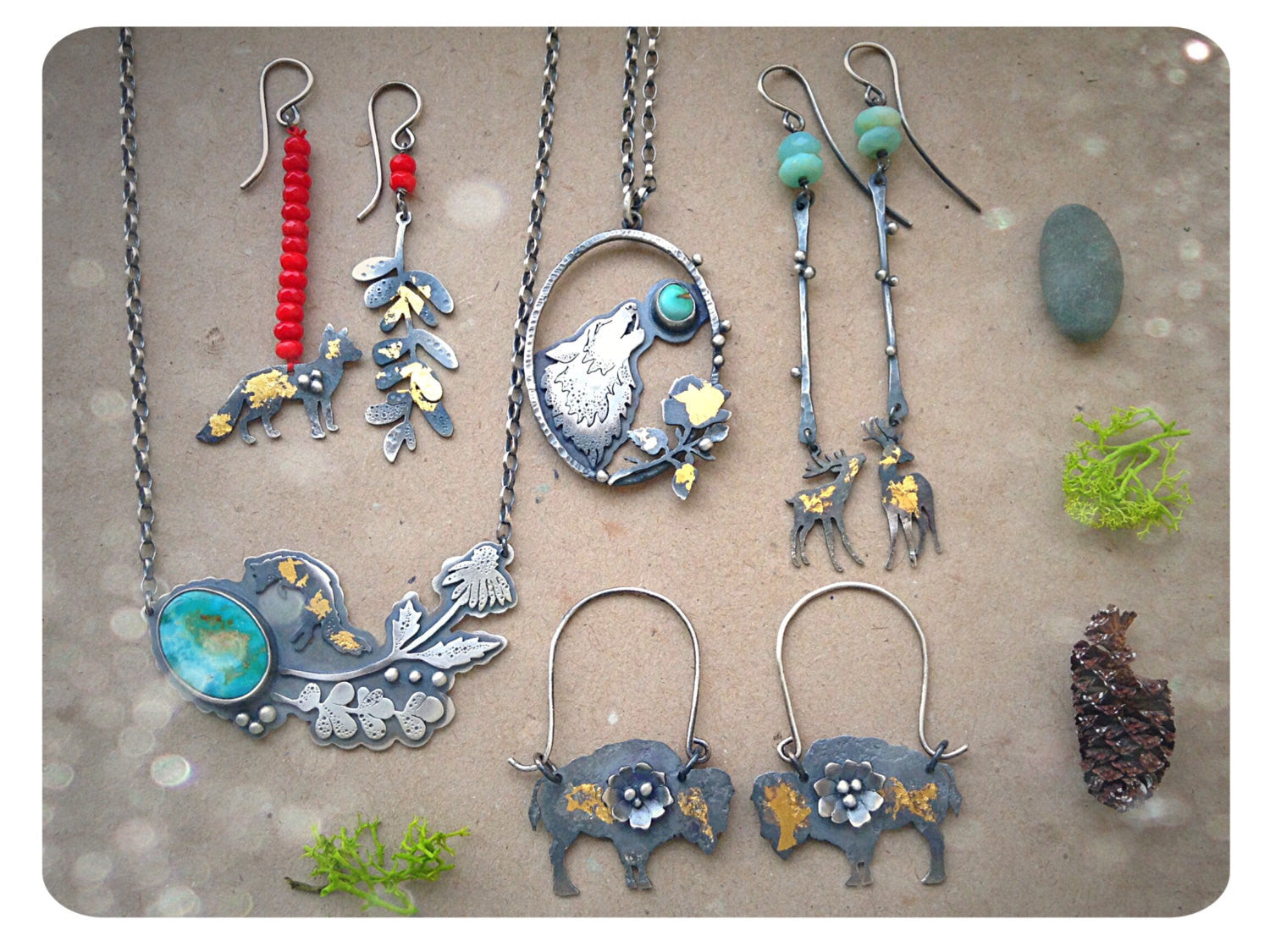 The Dawn Light Earrings - Keum Boo Earrings with Deer