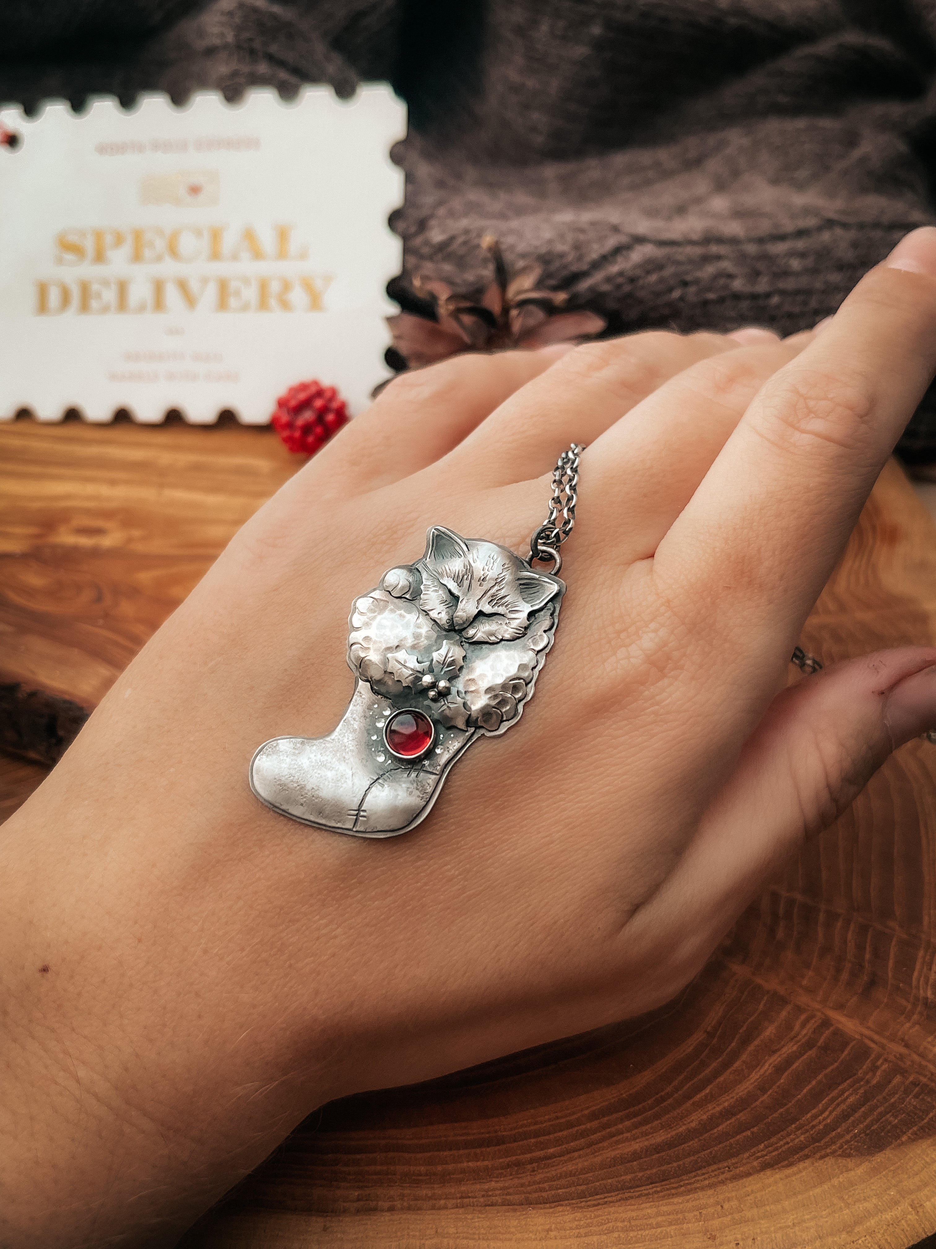 The Sleeping Christmas Kitten Necklace