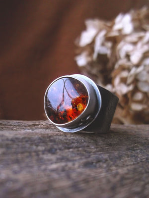 Amber Medicine Ring- Cognac Amber