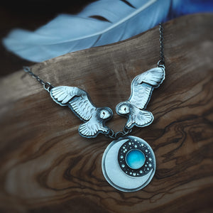 Barn Owls & Blue Moon Necklace