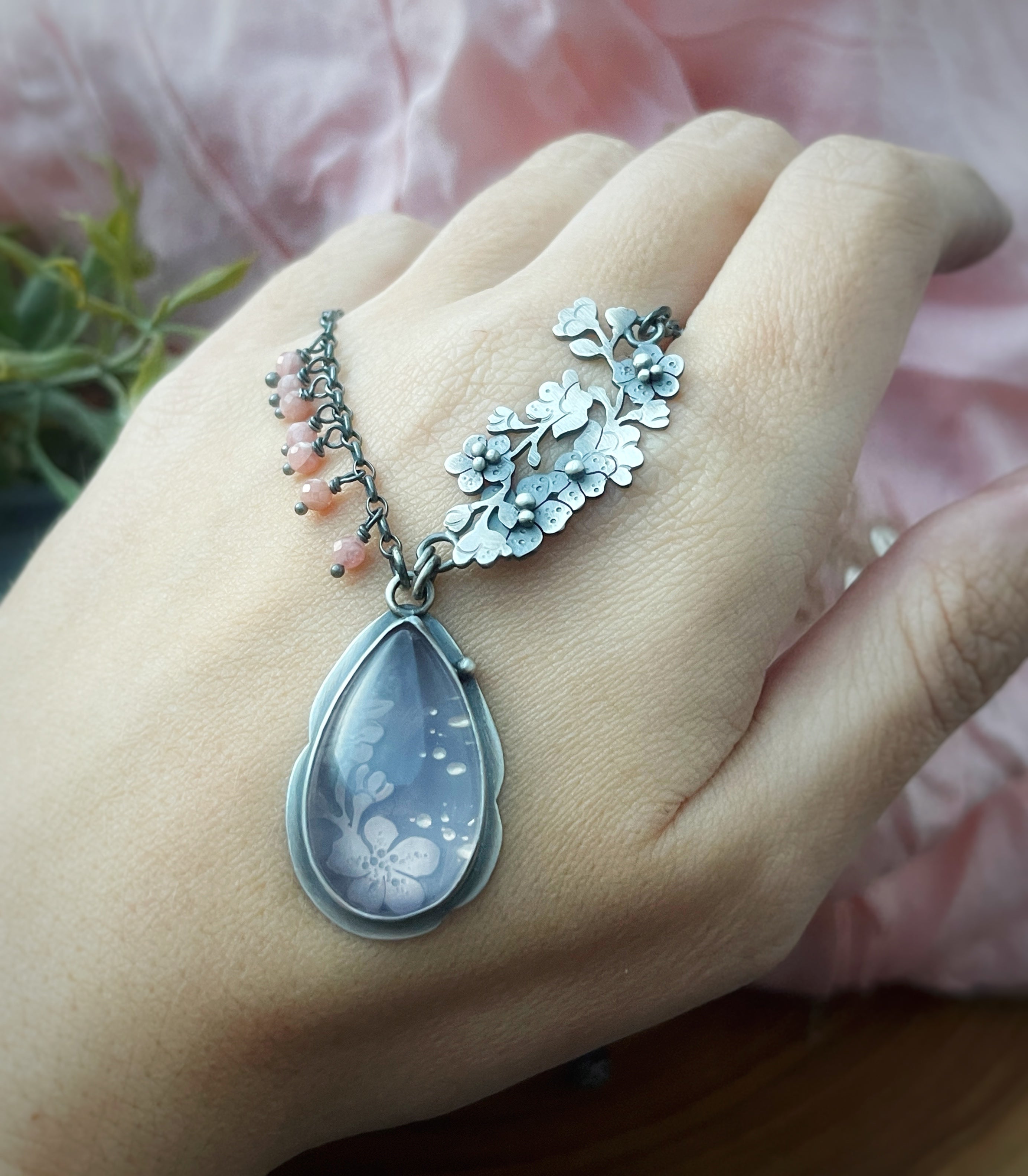 The Sakura Necklace-Rose Quartz