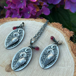 The Barn Owl & Garnet Necklace