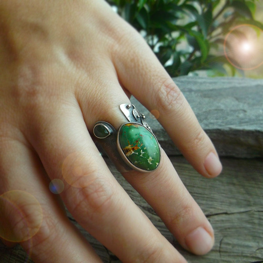 SALE: Woodland Ring - Royston Turquoise & Serpentine Ring
