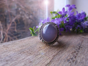 The Healer Ring - Hummingbird Holly Chalcedony Ring 8 US