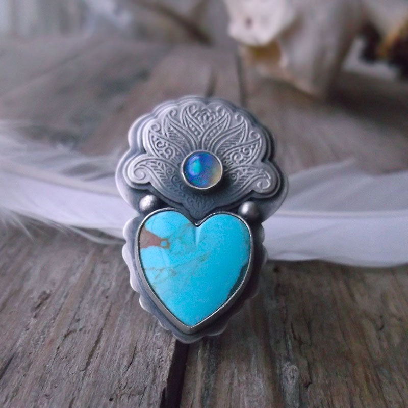 Turquoise Heart Ring- 8US