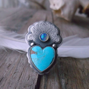 Turquoise Heart Ring- 8US