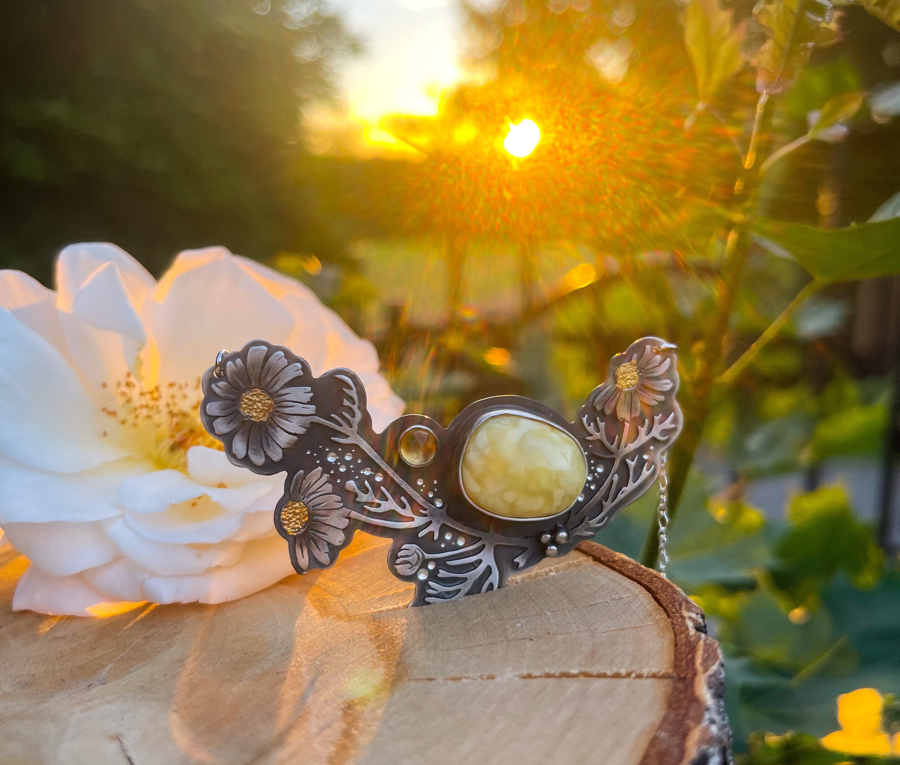 The Chamomile Necklace - Amber & Citrine