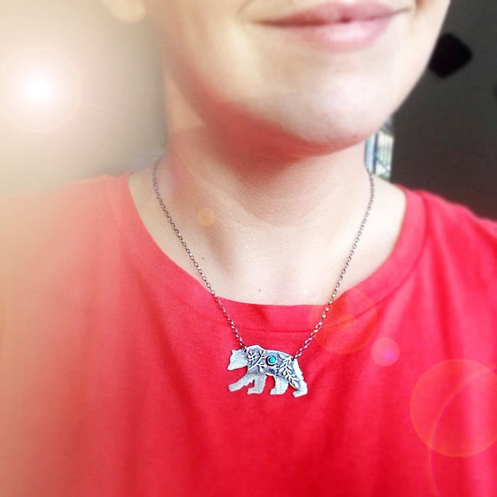 Dream with a Bear Necklace - Turquoise Necklace