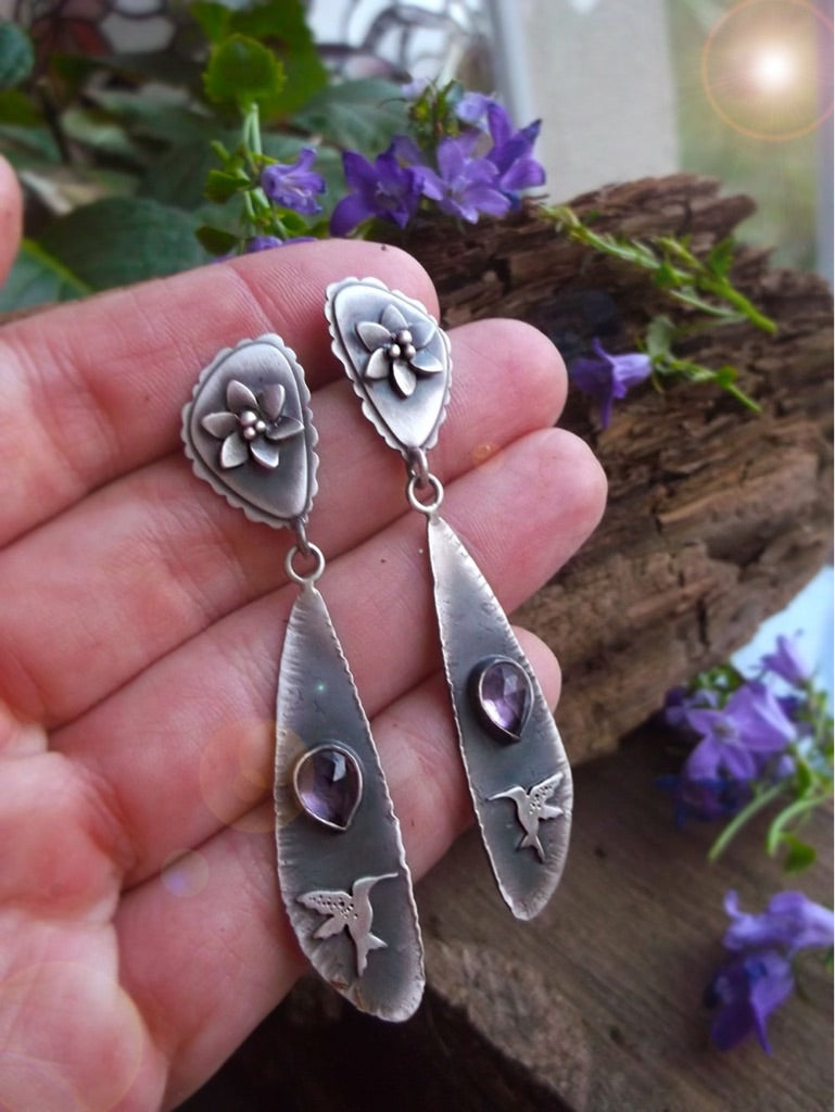 The Healer Earrings - Hummingbird Pink Amethyst Earrings