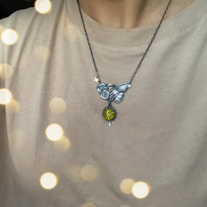 The Night Bee Necklace with Baltic Amber